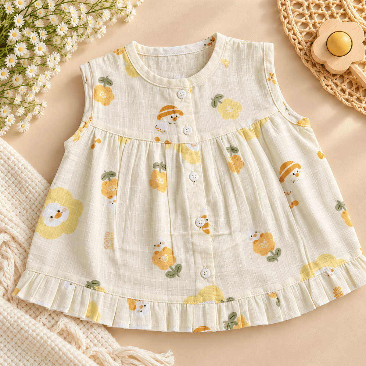 Premium Muslin Frock with Front Button