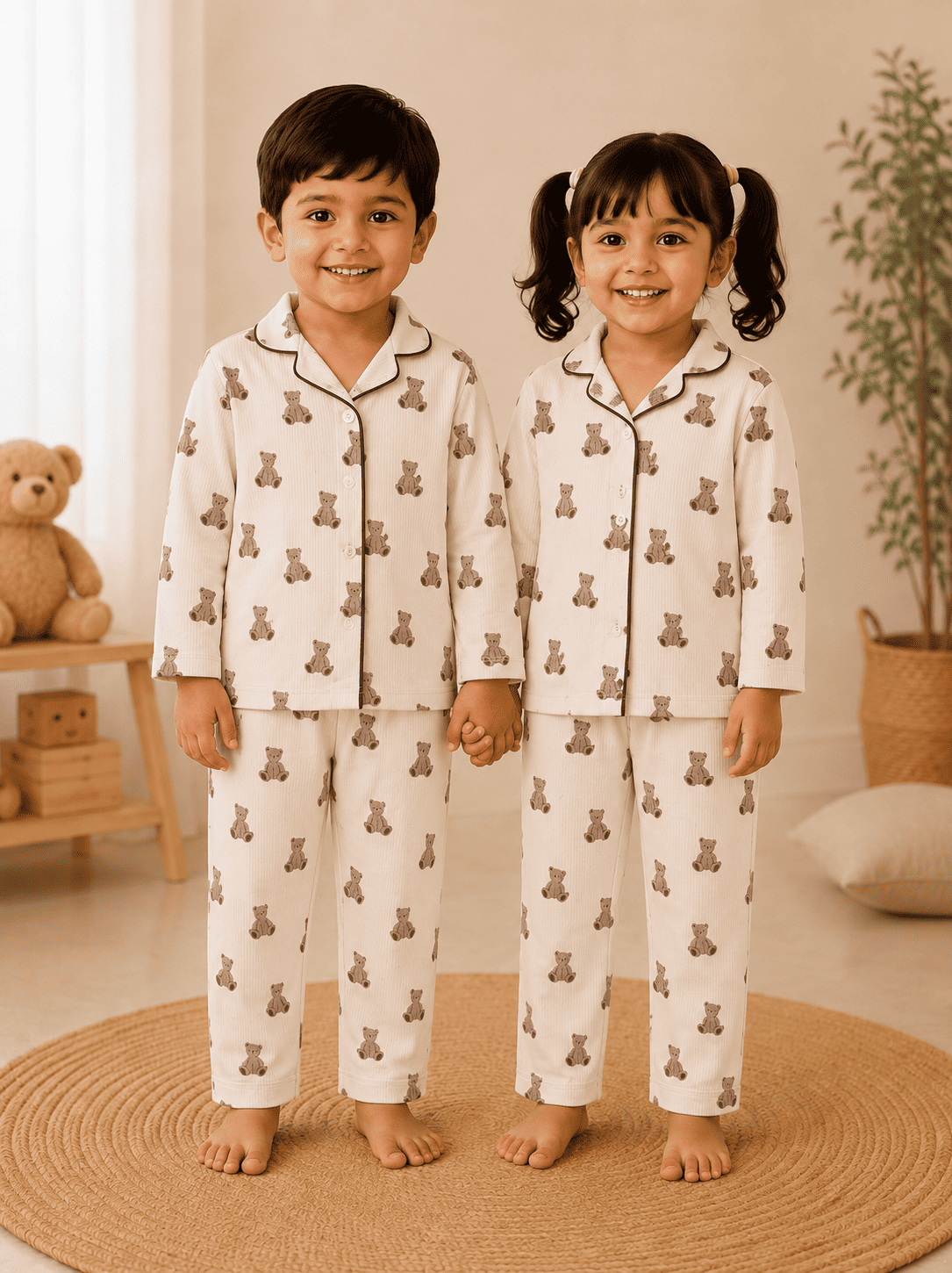 Premium Full Sleeve Night Suit - Teddy Bear