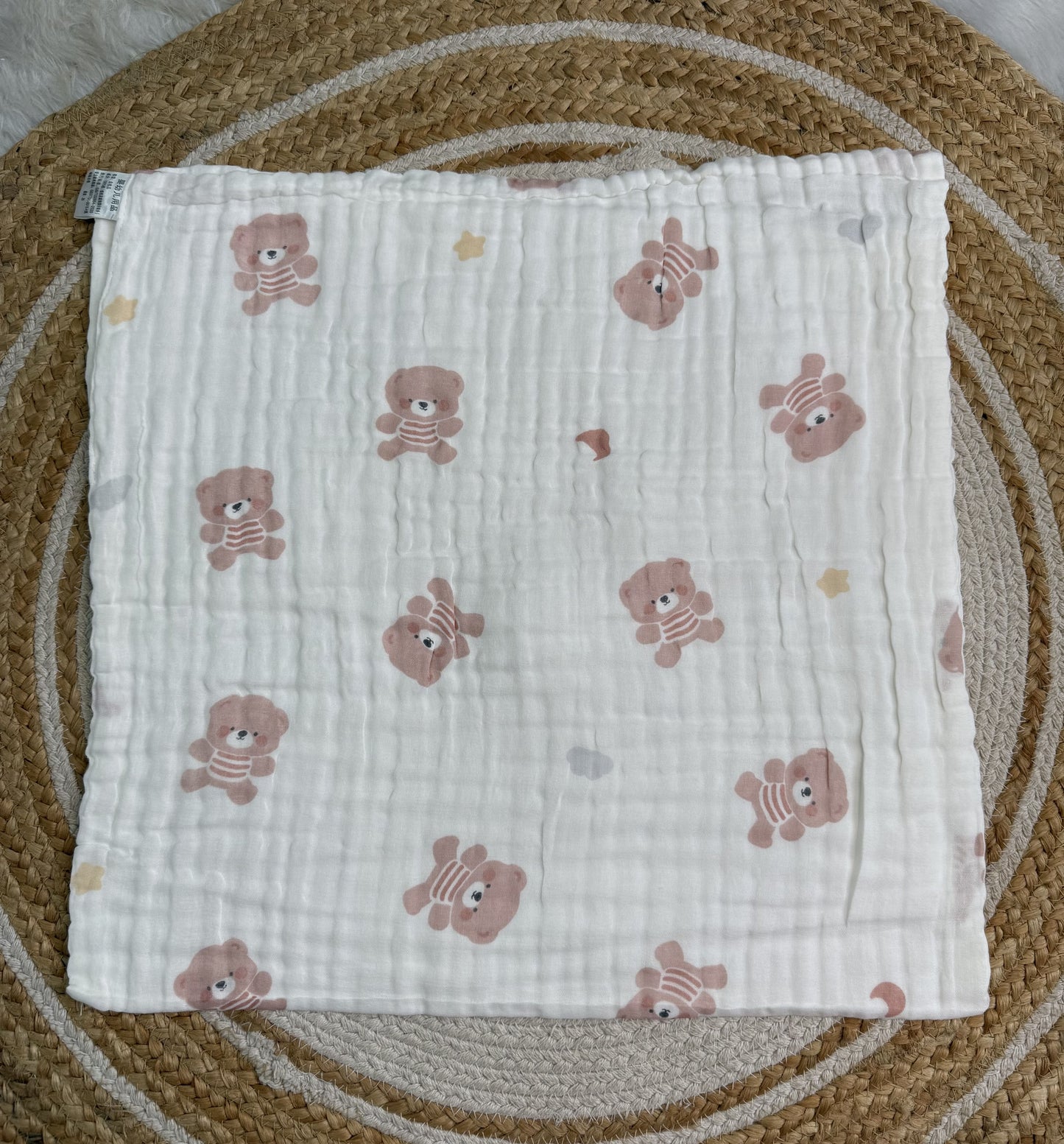 Muslin 6 Layer Bath Towel- Teddy Bear