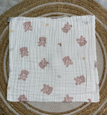 Muslin 6 Layer Bath Towel- Teddy Bear