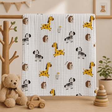 Muslin 6 Layer Bath Towel- Zebra
