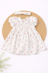 Muslin Frock with Headband- Strawberry