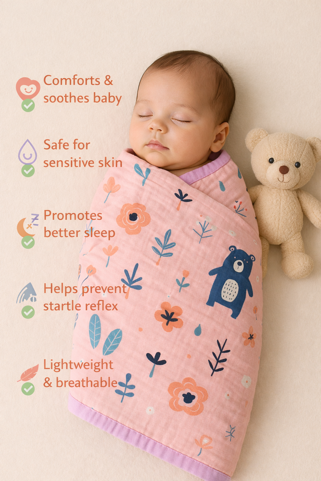 Muslin Receiving Blanket - Yellow Border with Music Theme 100*100 cm