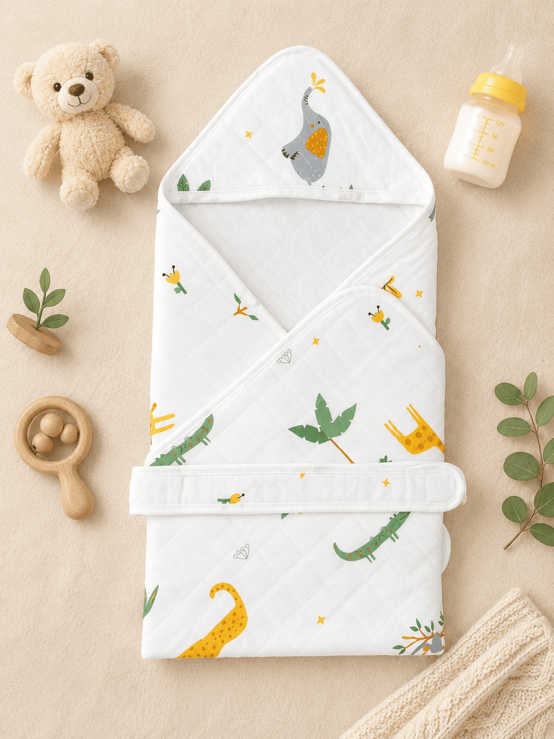 4-Layer Hooded Towel - Safari Jungle Print
