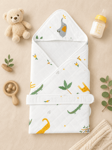 4-Layer Hooded Towel - Safari Jungle Print