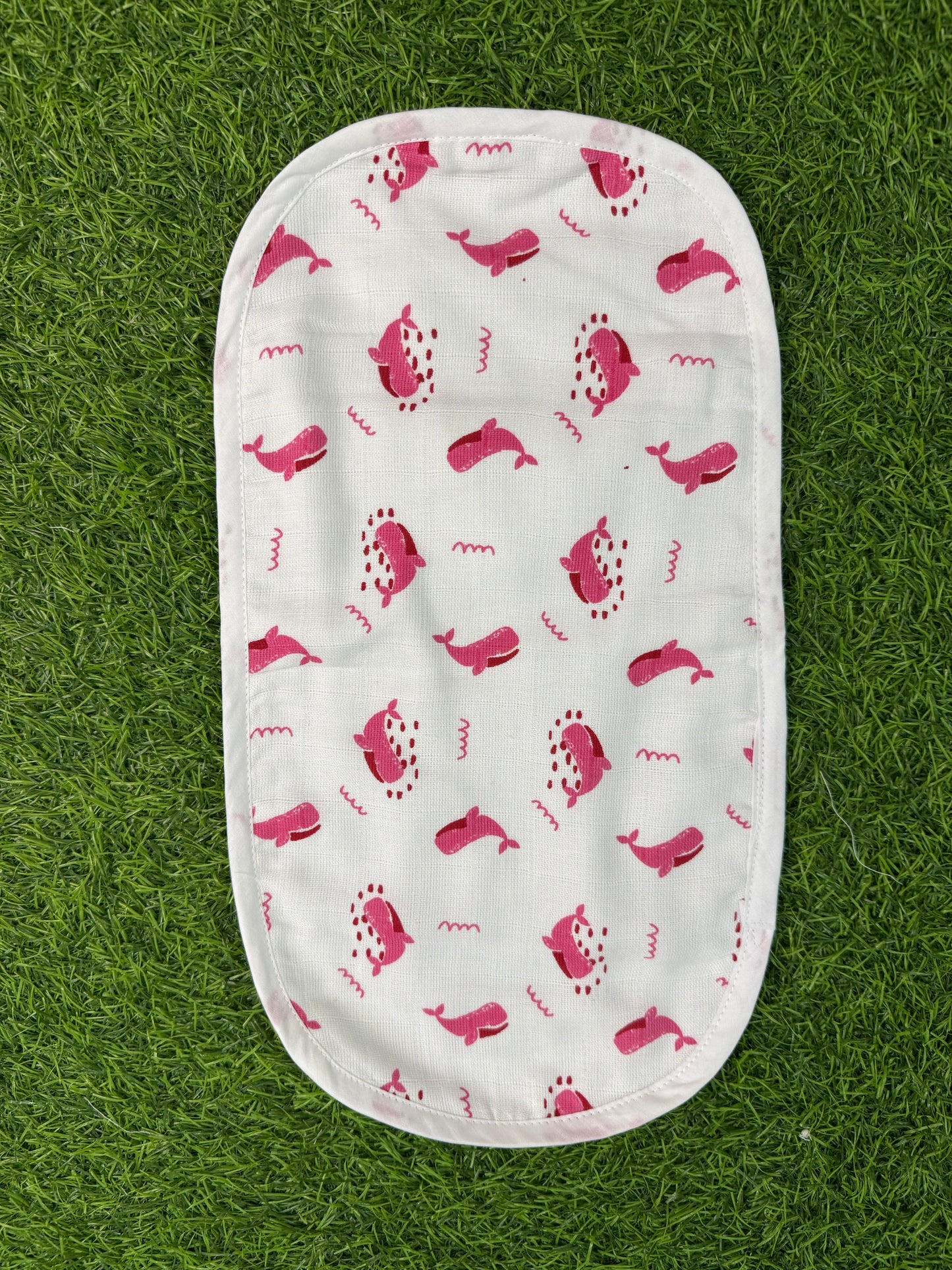 6 Layer Muslin Burp Cloth- Pink Whale