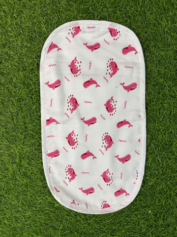6 Layer Muslin Burp Cloth- Pink Whale