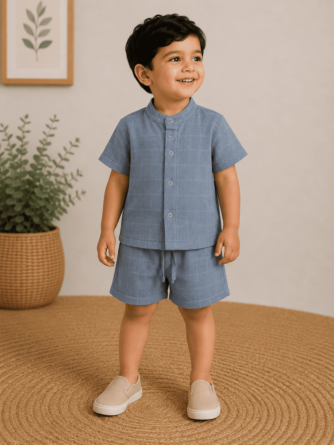 Premium Muslin Co-Ord Set - Blue