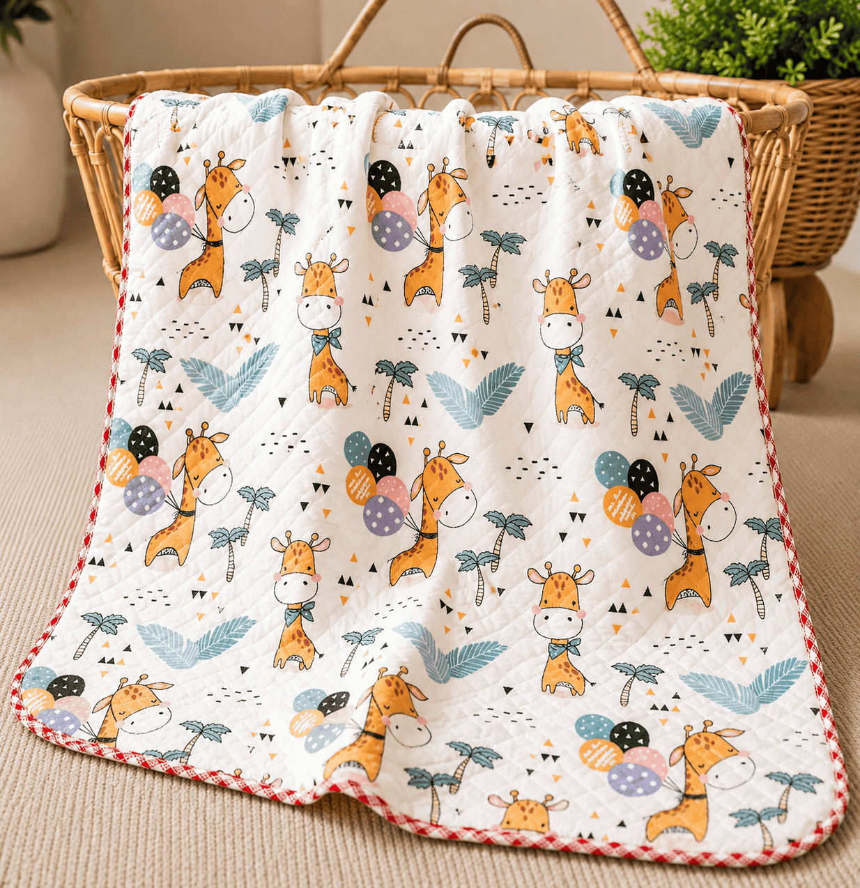 4 Layer Receiving Blanket - Giraffe