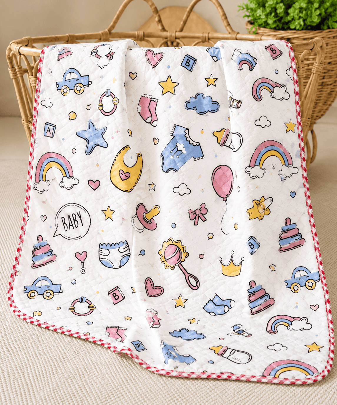 4 Layer Receiving Blanket - Newborn Theme