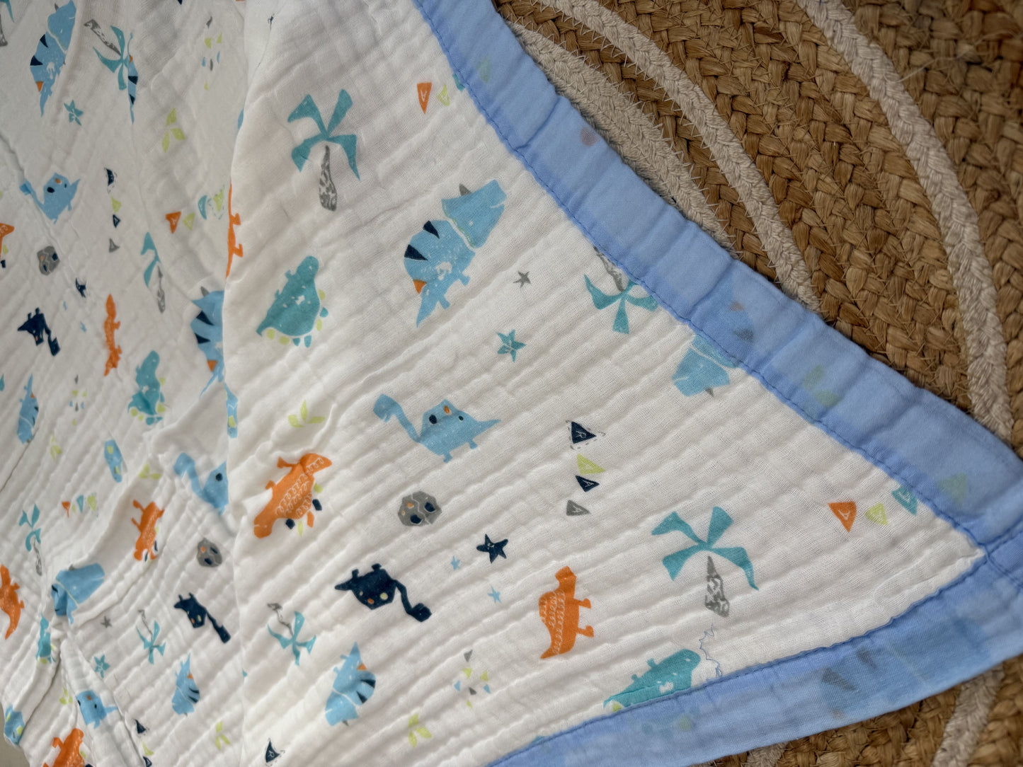 Muslin Receiving Blanket - Small Dinosaur