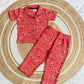 Half Sleeve Kids Night Suit - Red Flower