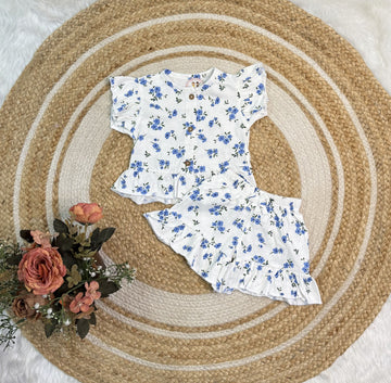 Co-ord Set for Girls - Blue Flower