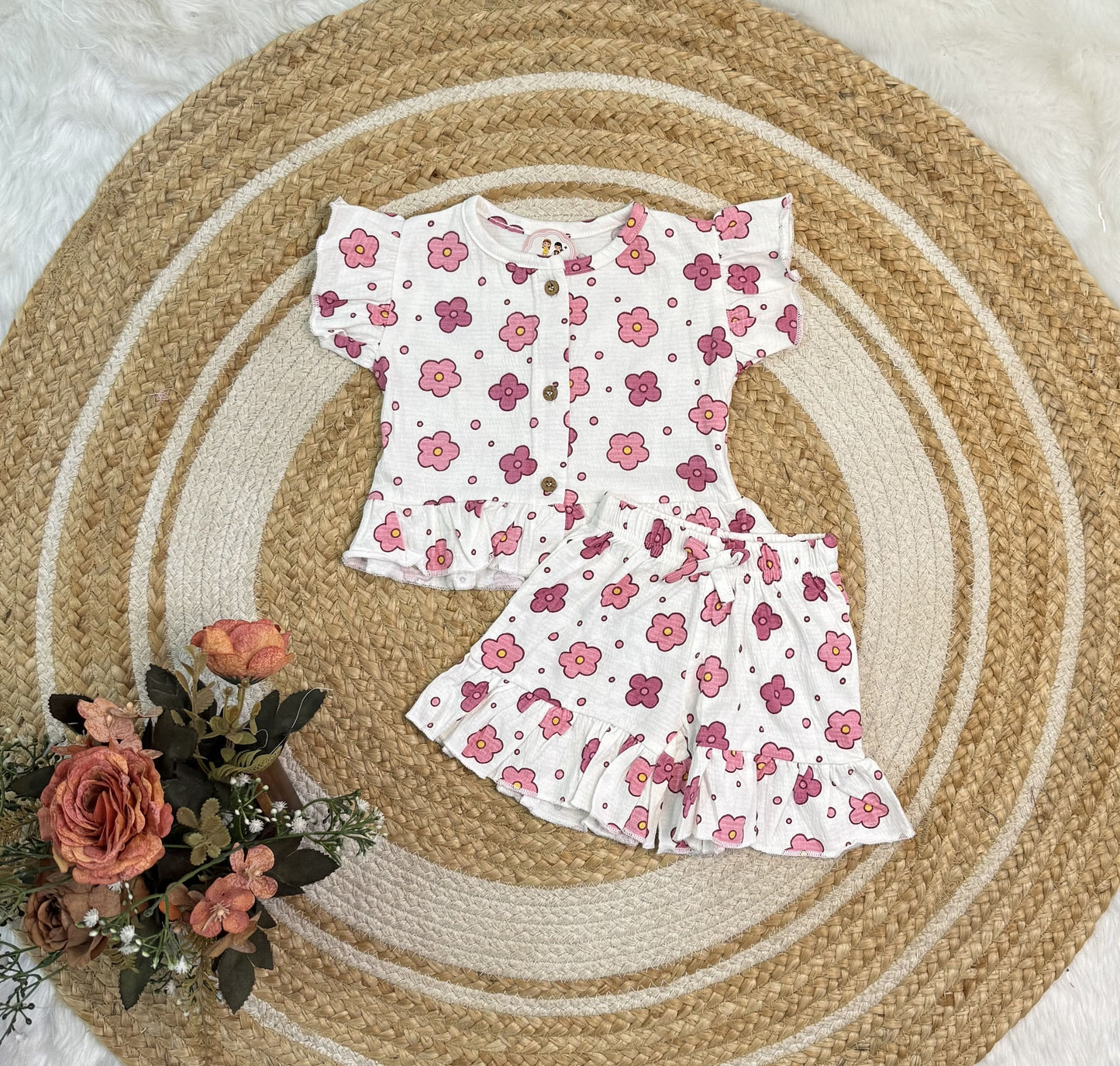 Co-ord Set for Girls - Pink Flower