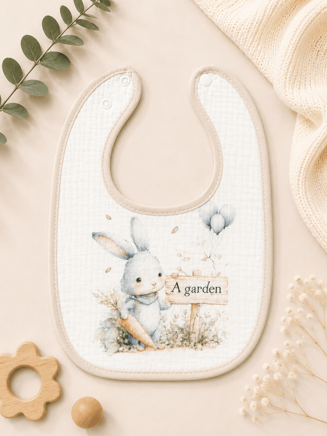 Muslin Bib - Rabbit Garden