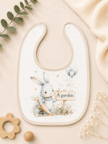 Muslin Bib - Rabbit Garden
