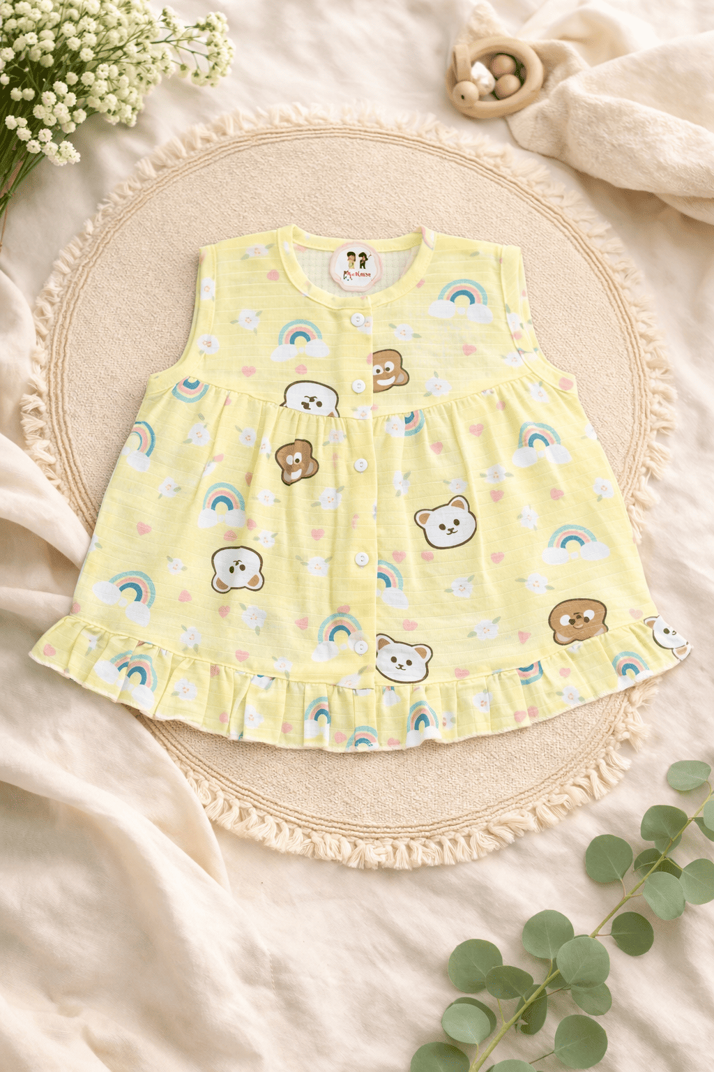 Premium Muslin Frock with Front Button
