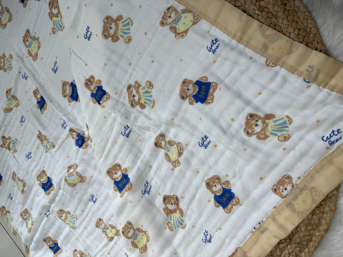 Muslin Receiving Blanket - Teddy Love