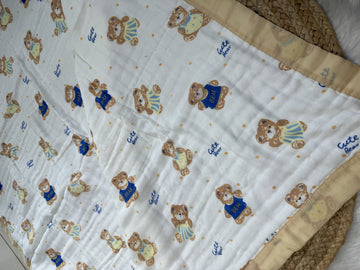 Muslin Receiving Blanket - Teddy Love