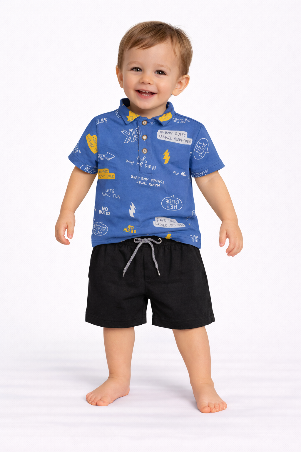Boys Chinese Collar T-Shirt & Trouser Set
