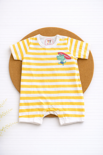 Half Rompers - Yellow Stripes