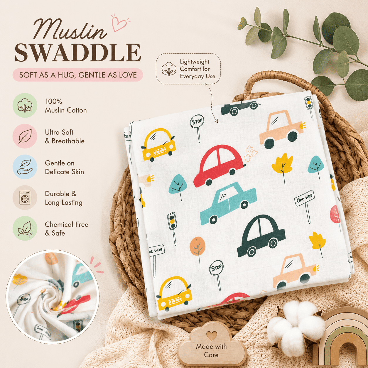 Muslin Swaddle - Car