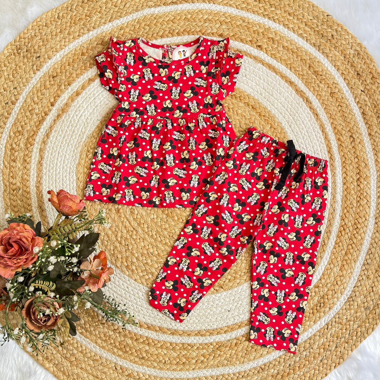 Frock with Pant Co-ord Set - Red Micky
