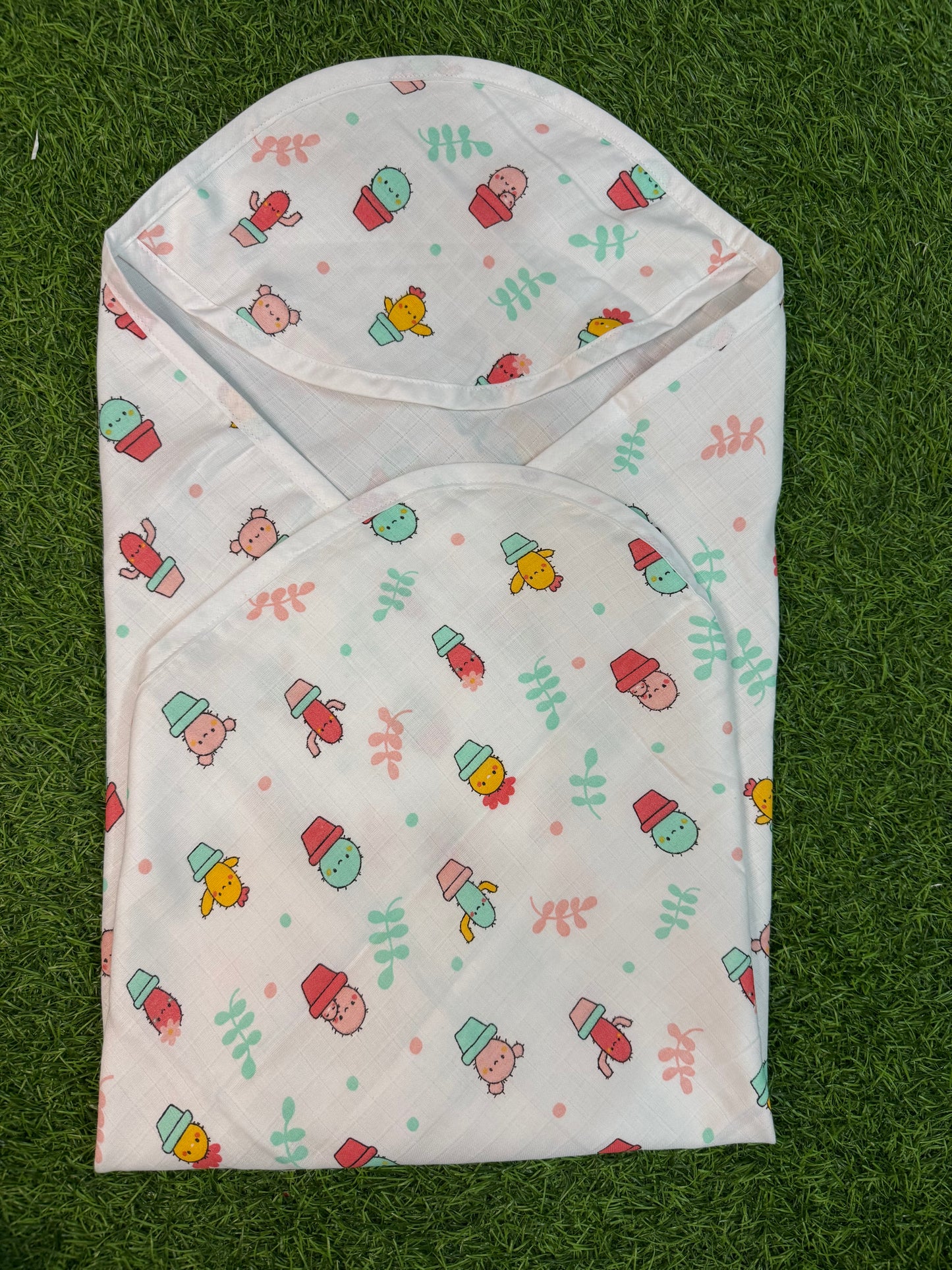 Muslin 2 layer Hooded Towel - Cactus