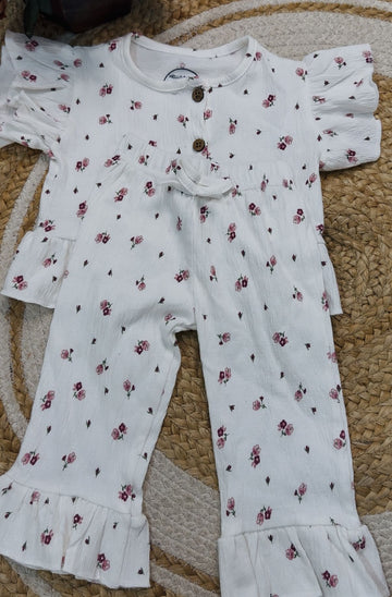Peplum Top with Pant Set - Vintage Rose