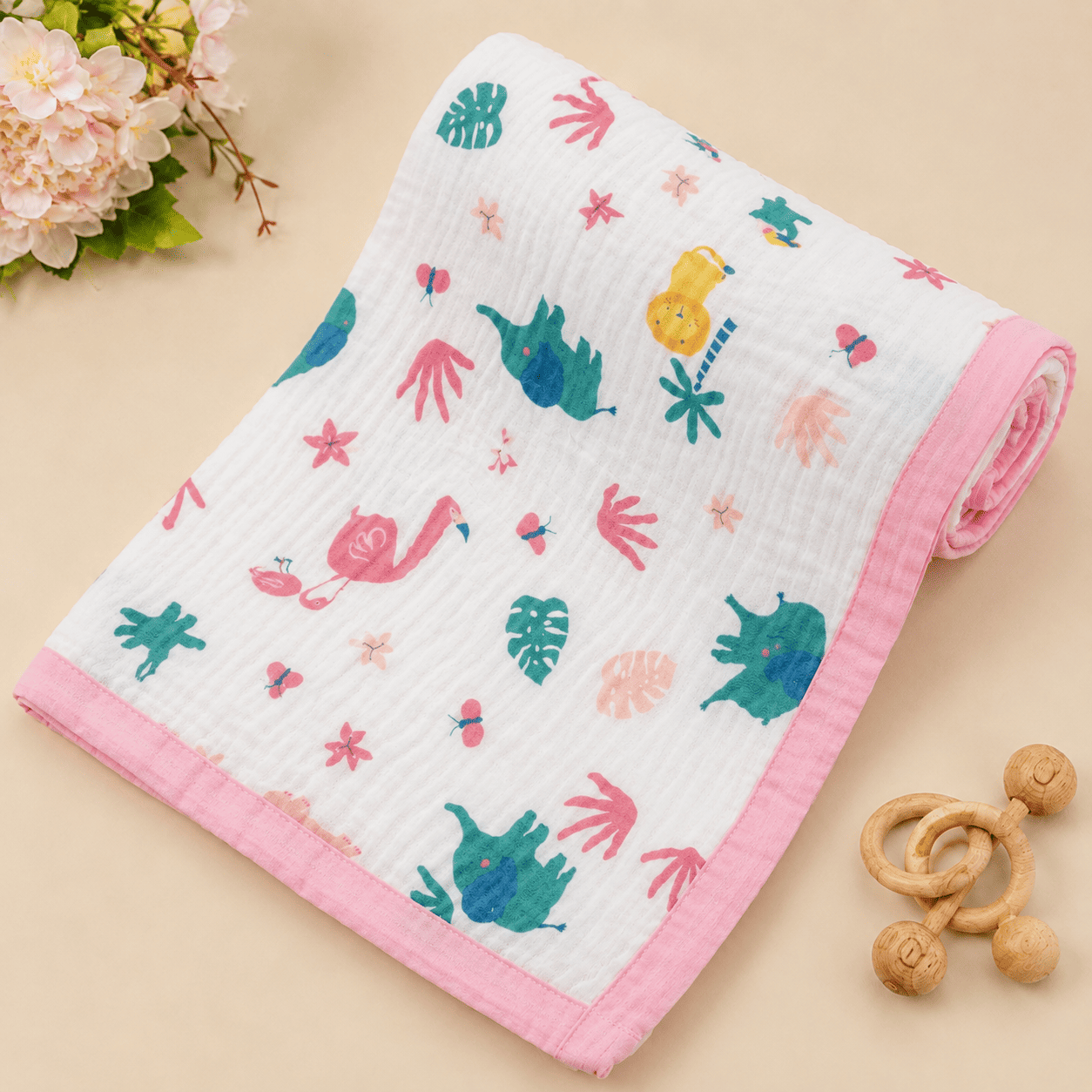 Muslin Receiving Blanket - Flamingo Paradise
