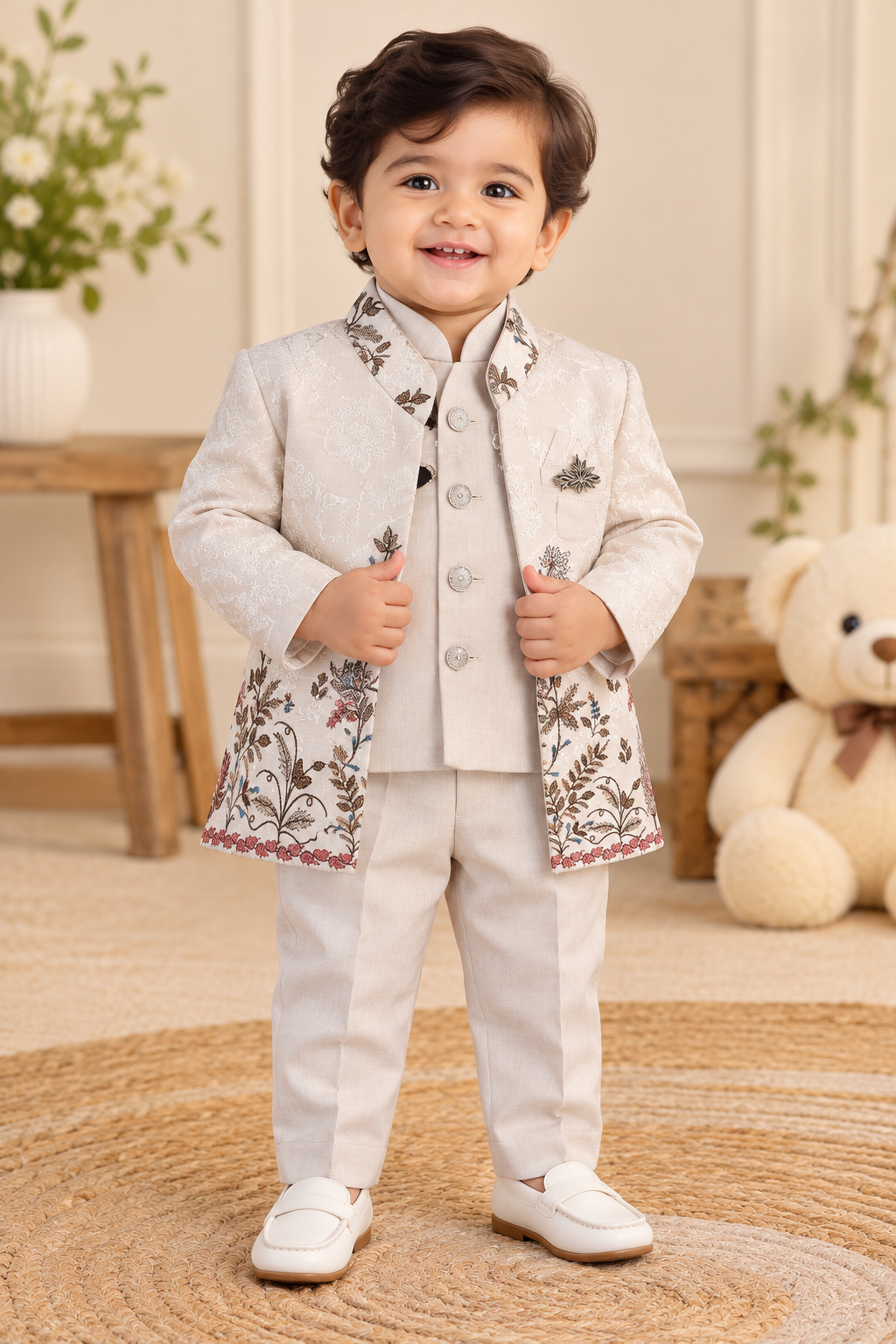 Premium Embroidered 3-Piece Coat Suit Set