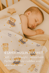 Muslin Receiving Blanket - Sandal Border with Teddy Bear 100*100 cm