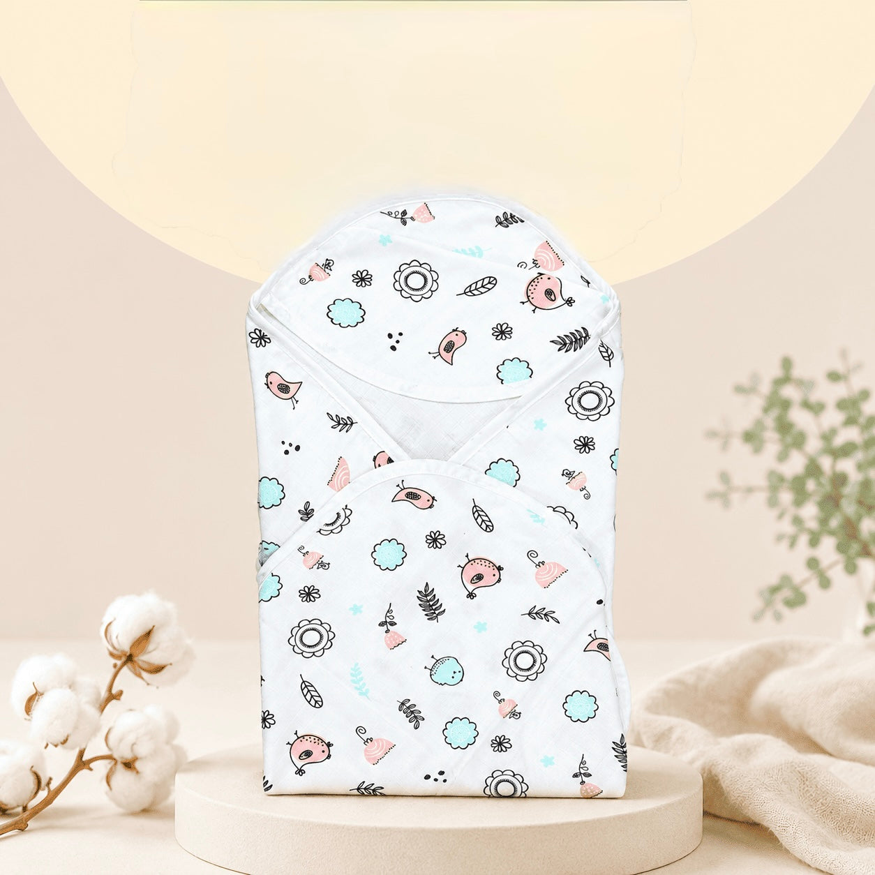 Muslin 2 layer Hooded Towel- Bird