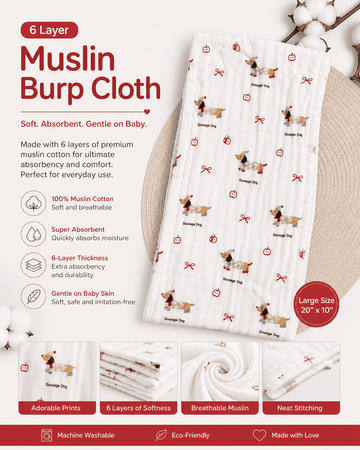6 Layer Muslin Burp Cloth