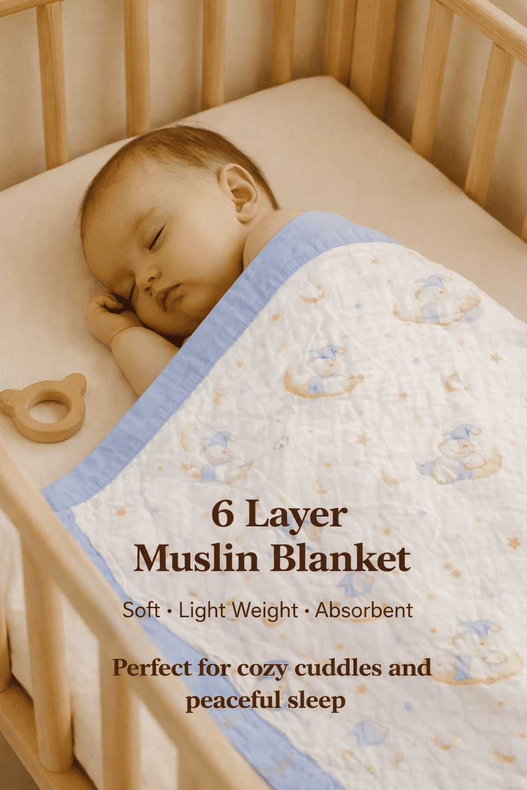 Muslin Receiving Blanket - Blue Border Space Theme