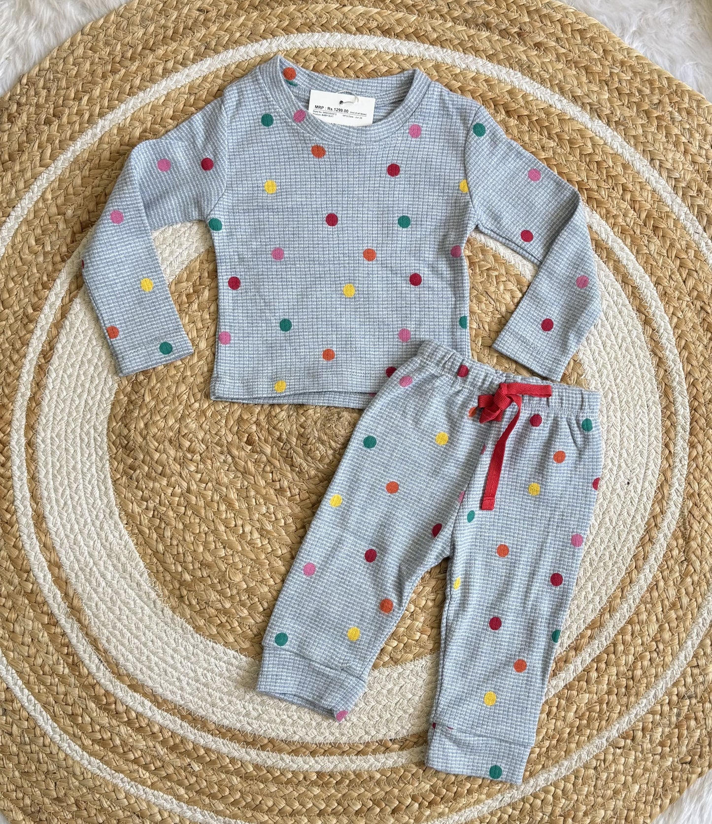 Full Sleeve Co-ords Set - Grey Dots