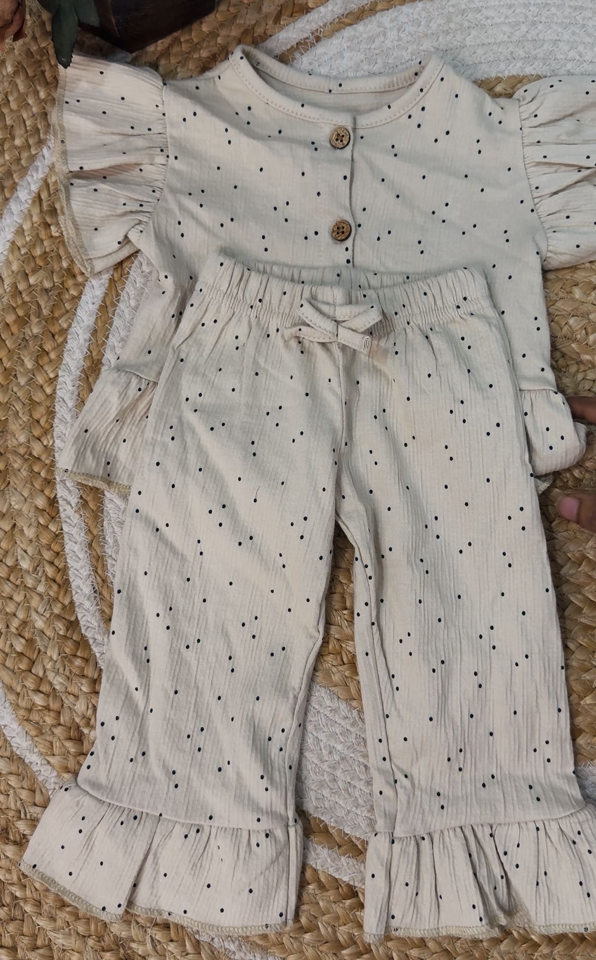 Peplum Top with Pant Set - Polka Charm