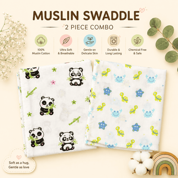 Muslin Swaddle – Combo Pack of 2 (Panda+Crab)