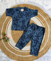 Half Sleeve Co-Ords Set - Blue Leaf