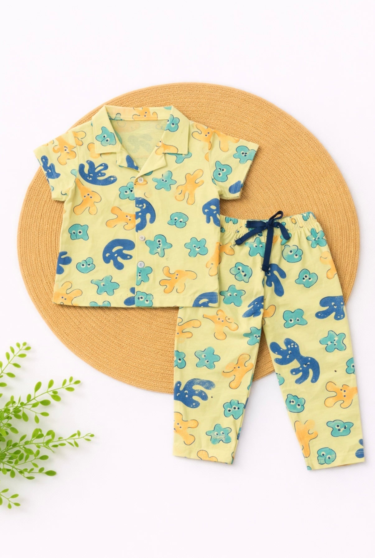 Half Sleeve Kids Night Suit - Yellow