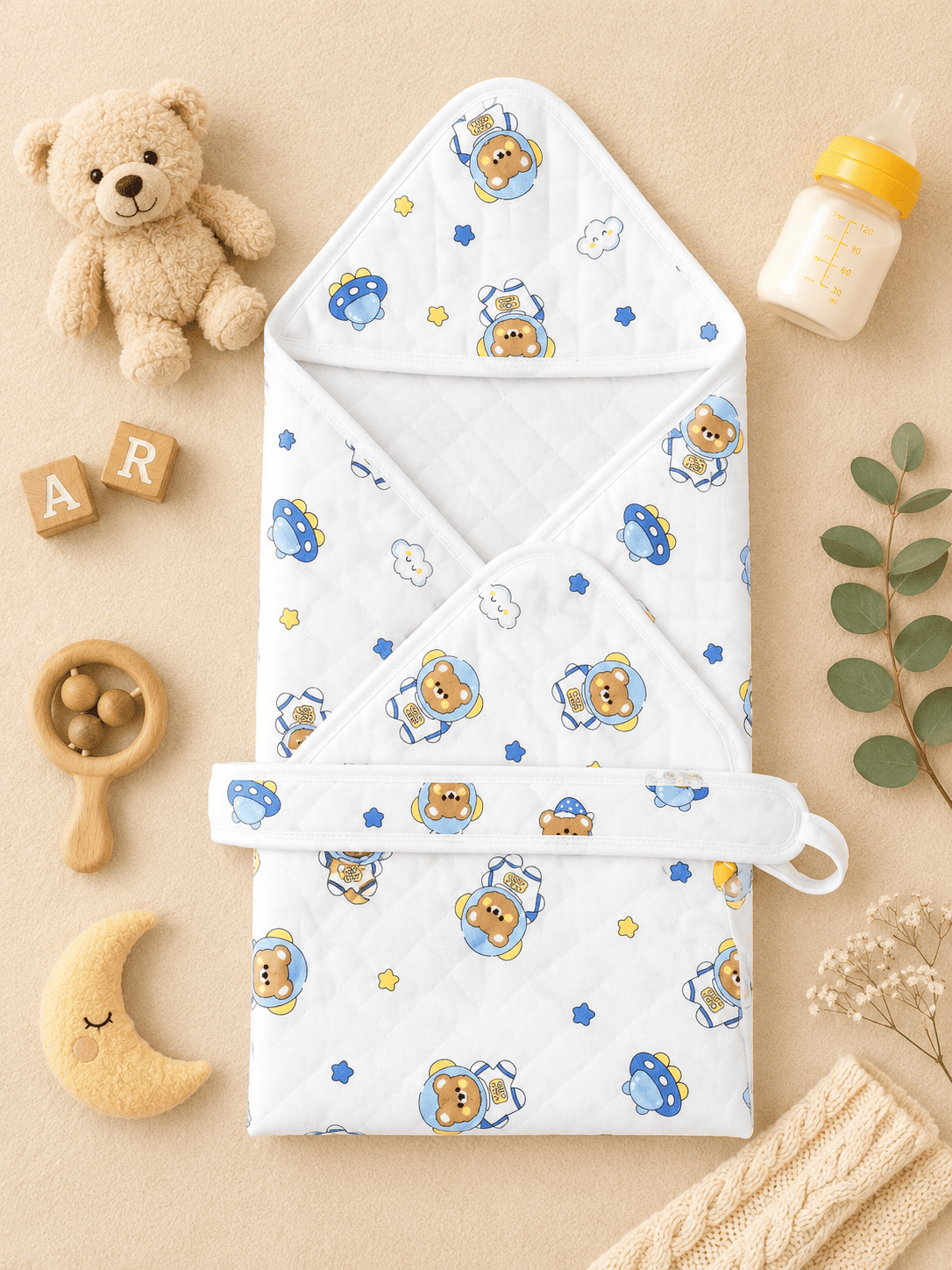4-Layer Hooded Towel - Astronaut Teddy Bear