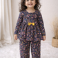Frock with Pant Set for Kids - Dark Blue Flower