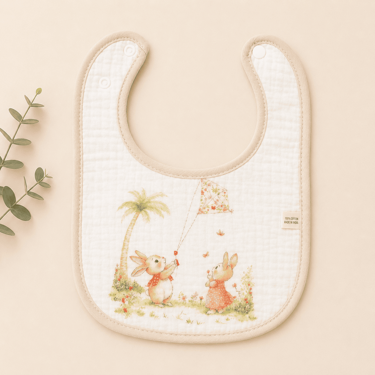 Muslin Bib - Rabbit and Kite