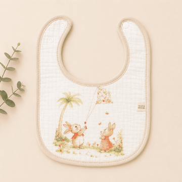 Muslin Bib - Rabbit and Kite
