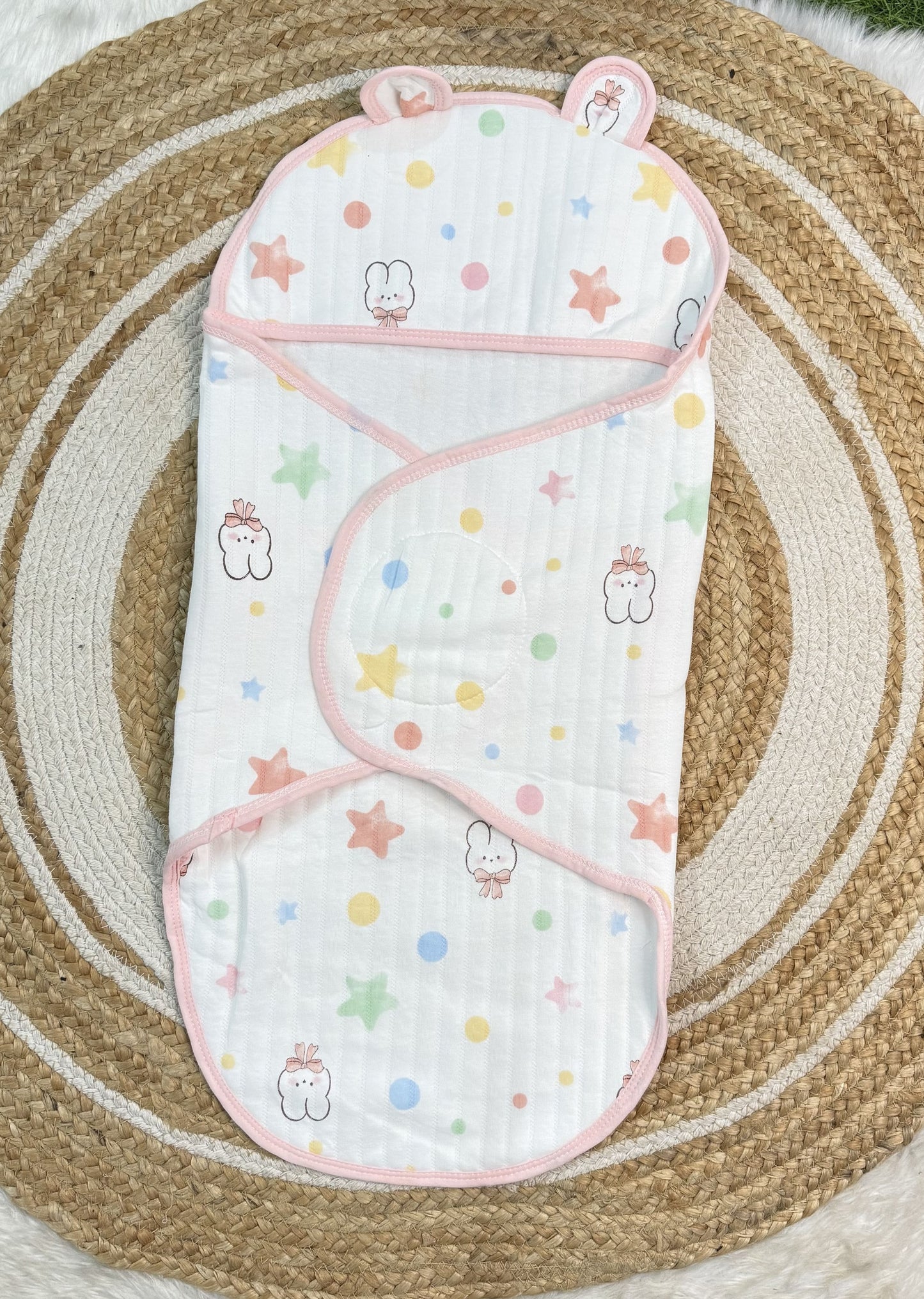 Velcro Swaddle - Pink Border