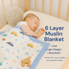 Muslin Receiving Blanket - Blue Border with Car 100*100 cm