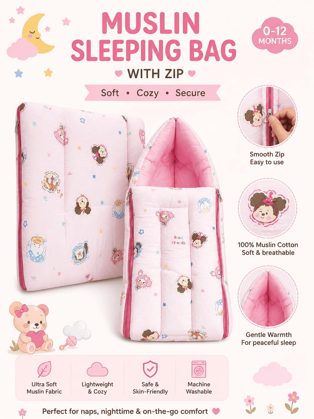 Muslin Carry Nest With Zip