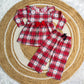Frock with Pant Set for Kids - Red with White Checked