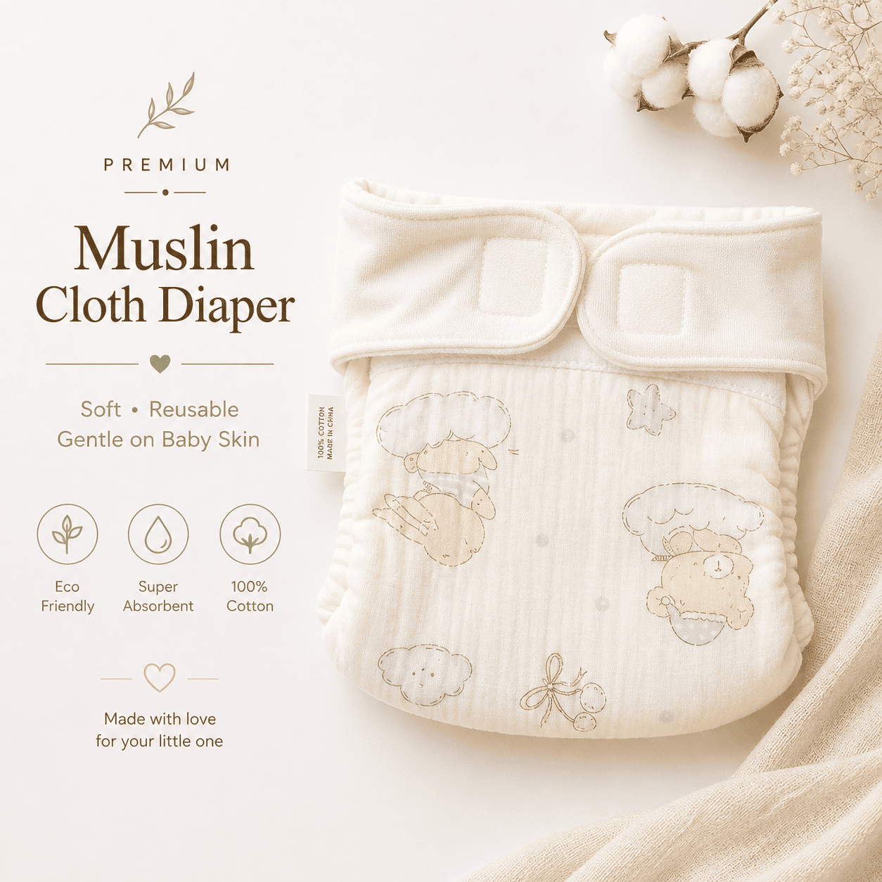 Premium Muslin Cloth Diaper