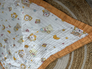 Muslin Receiving Blanket - Dreamy Bear Orange